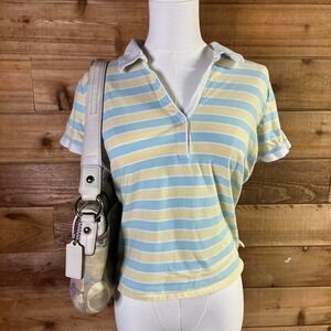 Abercrombie & Fitch yellow and blue striped short sleeve polo baby T shirt